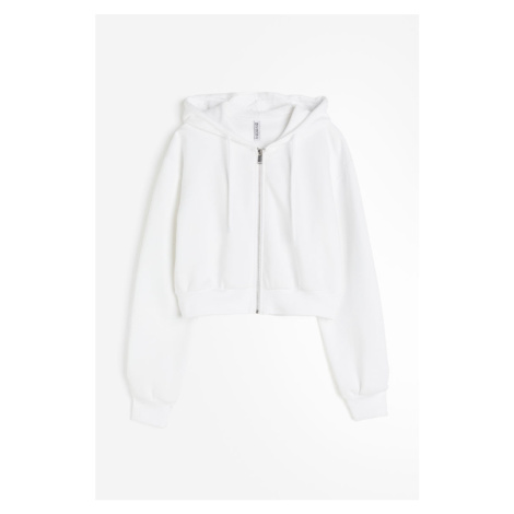 H & M - Cropped bunda na zip's kapucí - bílá H&M