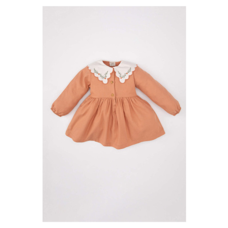 DEFACTO Baby Girl Floral Long Sleeve Twill Dress