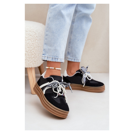 Boto Dámské sneakersy na platformě s ozdobami černé Vinness