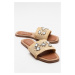 LuviShoes NORVE Beige Straw Stone Women's Slippers