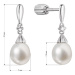 Stříbrné náušnice visací s říční perlou a malým zirkonem bílá 21105.1B