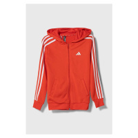 Dětská mikina adidas červená barva, s kapucí, s aplikací