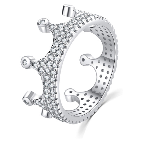 MOISS Luxusní stříbrný prsten se zirkony Královská korunka R00021 52 mm