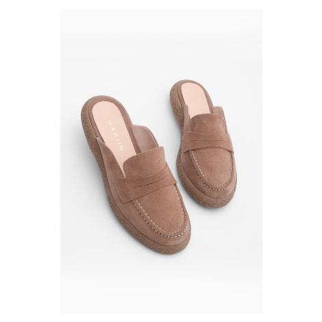 Marjin Women's Closed Front Daily Slippers Centipede Camel Suede