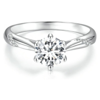 GRACE Silver Jewellery Stříbrný prsten Sabrina 1 ct MOISSANITE + CERTIFIKÁT P-MSR003/54 certifik