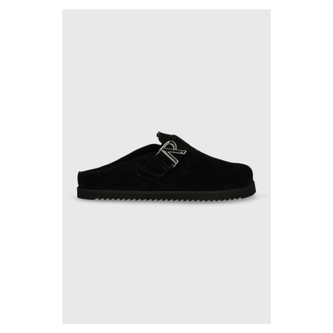 Semišové pantofle Represent Initial Mule pánské, černá barva, MF9003.01