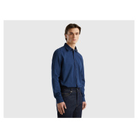 Benetton, Micro Patterned Denim Shirt