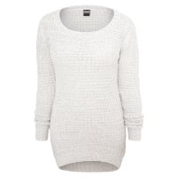 Urban Classics Ladies Long Wideneck Sweater Dámnský svetr šedobílá