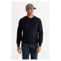 ALTINYILDIZ CLASSICS Men's Navy Blue Standard Fit Normal Cut Crew Neck Knitwear Sweater.