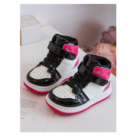 Dětské růžové a bílé patentované sportovní boty Milara Kesi