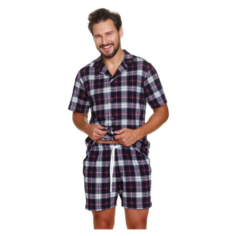 Propínací pánské pyžamo Dylan s káro vzorem dn-nightwear