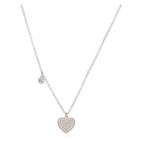 Dámský stříbrný náhrdelník s pozlaceným srdíčkem STNAH151F