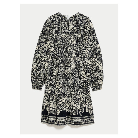 Mini šaty s texturovaným zdobením a vysokým podílem bavlny Marks & Spencer smetanová