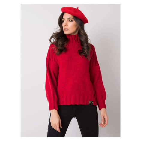 Červený dámský pletený svetr 263-SW-132784.97-red Rue Paris | Modio.cz
