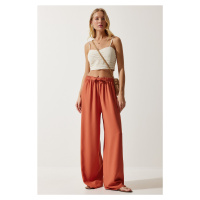 Happiness İstanbul Women's Peach Summer Viscose Palazzo Trousers