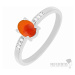 Prsten stříbrný s oranžovým opálem a zirkony Ag 925 012812 OROP - 54 mm , 1,9 g