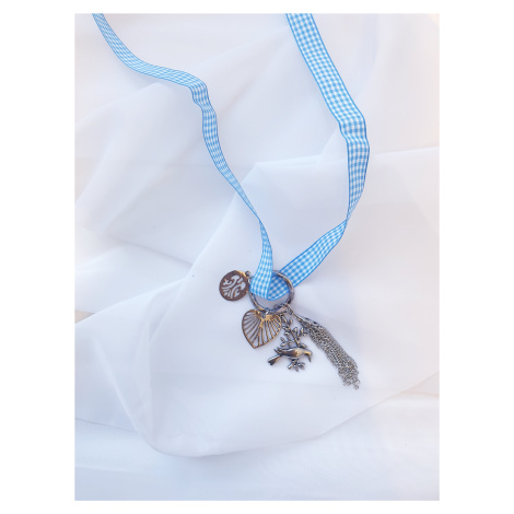 SARLINI textilní náhrdelník s přívěskem Barva: Modrá