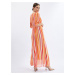 Růžovo-oranžové dámské pruhované maxi šaty ORSAY