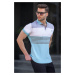 Madmext Men's Blue Polo Neck Striped T-Shirt 5865