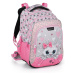 Bagmaster LUMI 22 A školní batoh - bílá kočka s mašlí růžová 23 l 220308