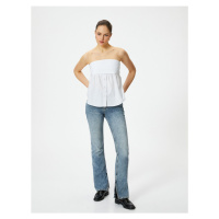 Koton Flare Jeans Trousers Slit Detail Slim Fit High Waist - Victoria Slim Jeans