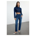 Trendyol Dark Blue High Waist Slim Mom Jeans