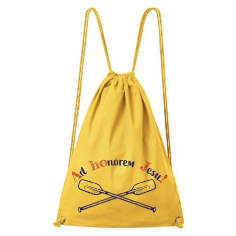 DOBRÝ TRIKO Bavlněný batoh s potiskem AHOJ Barva: Žlutá