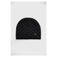 Čepice s příměsí kašmíru Calvin Klein černá barva, z tenké pleteniny