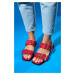 LuviShoes Blob Red Patent Leather Silver Buckle Women's Sandals