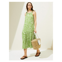 Světle zelené dámské vzorované nabírané šaty Marks & Spencer