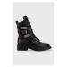 Kožené kotníkové boty Dkny Ita dámské, černá barva, na platformě