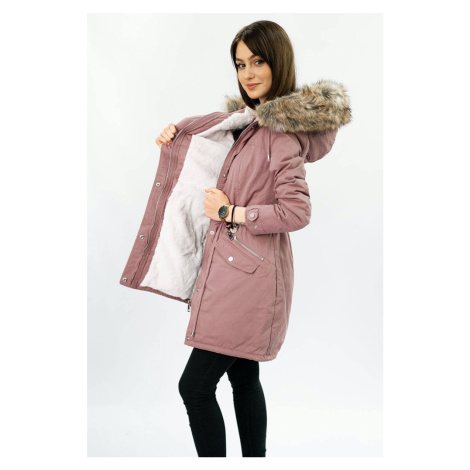 Růžová dámská zimní bunda typu parka (7602) LIBLAND | Modio.cz