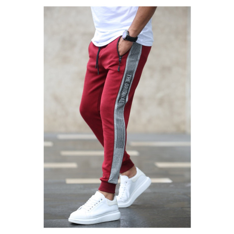 Madmext Claret Red Tracksuit with Side Stripes 4218