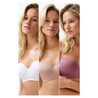 Trendyol Multicolored 3-Pack Polyamide Strap Covered Strapless Knitted Bra