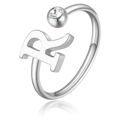S`Agapõ Stylový ocelový prsten R s krystalem Click SCK188 S'Agapõ