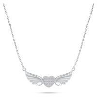 Brilio Silver Romantický stříbrný náhrdelník srdce s křídly NCL85W