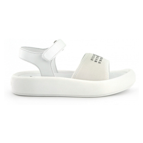 Sandále mm6 contrasting printed logo leather & lycra platform sandals bílá