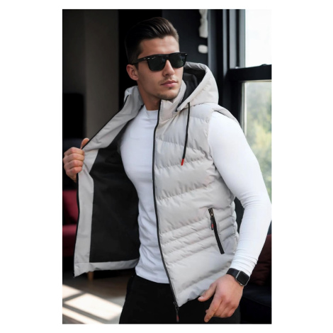 17736 Dewberry Removable Hooded Mens Vest-STONE