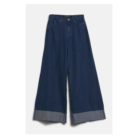 Džíny karl lagerfeld folded wide leg denim pants mid blue denim wash