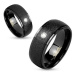 Prsten v černém odstínu, ocel 316L, třpytivý povrch, čirý zirkonek, 8 mm