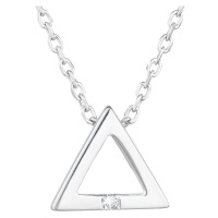 Evolution Group Stříbrný náhrdelník se zirkonem bílý trojúhelník 12016.1
