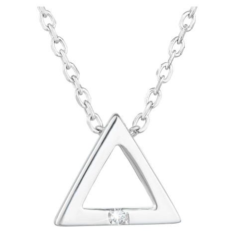 Evolution Group Stříbrný náhrdelník se zirkonem bílý trojúhelník 12016.1