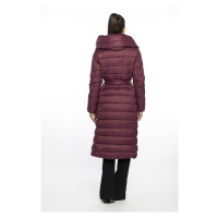 Prošívaný kabát ve vínové bordó barvě s vysokým stojáčkem a kapucí Ann Gissy (AG1-J9062)