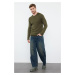 Trendyol Khaki Slim Fit Slim Cut Crew Neck Raglan Sleeve Basic Knitwear Sweater