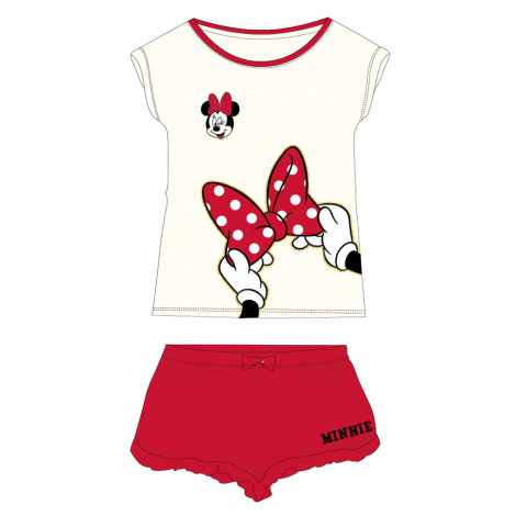Minnie Mouse - licence Dívčí pyžamo - Minnie Mouse 5204A091, smetanová / červená Barva: Smetanov