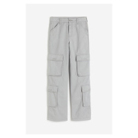H & M - Keprové kalhoty cargo - šedá