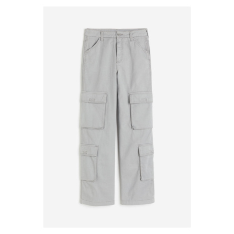 H & M - Keprové kalhoty cargo - šedá H&M