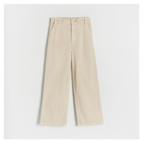 Reserved - Bavlněné kalhoty s knoflíky - Krémová