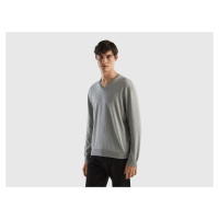 Benetton, V-neck Sweater In Pure Cotton