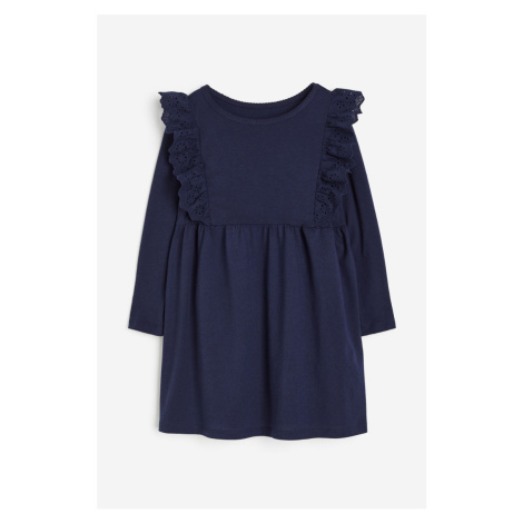 H & M - Žerzejové šaty's volánky - modrá H&M